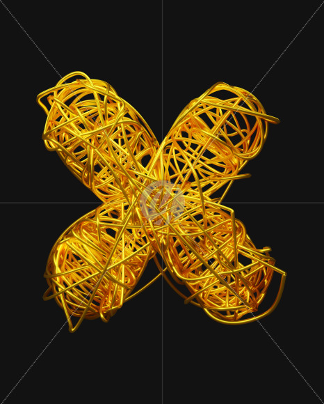 Letter X from Bended Golden Wire Font Set. on Yellow Images Creative Fonts - S51306