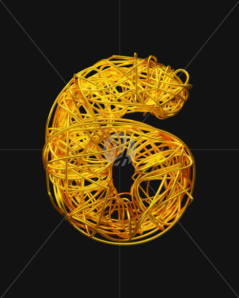 6 from Bended Golden Wire Font Set. on Yellow Images Creative Fonts - S51278