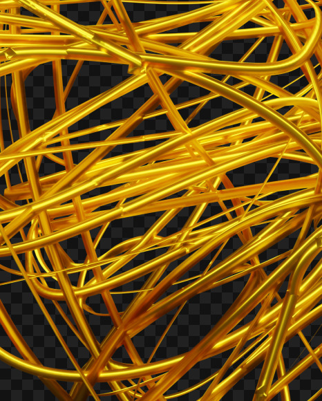 Letter Q from Bended Golden Wire Font Set. on Yellow Images Creative Fonts - S51298