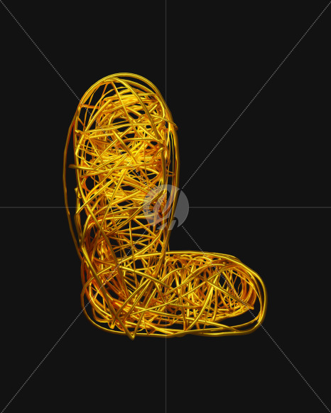 Letter L from Bended Golden Wire Font Set. on Yellow Images Creative Fonts - S51293