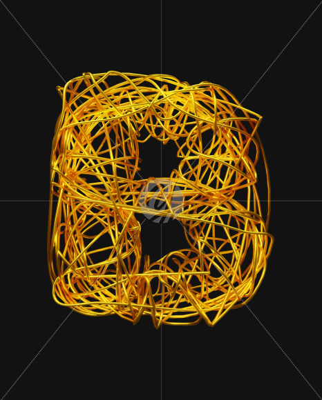 Letter B from Bended Golden Wire Font Set. on Yellow Images Creative Fonts - S51283