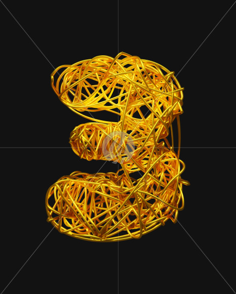 3 from Bended Golden Wire Font Set. on Yellow Images Creative Fonts - S51275