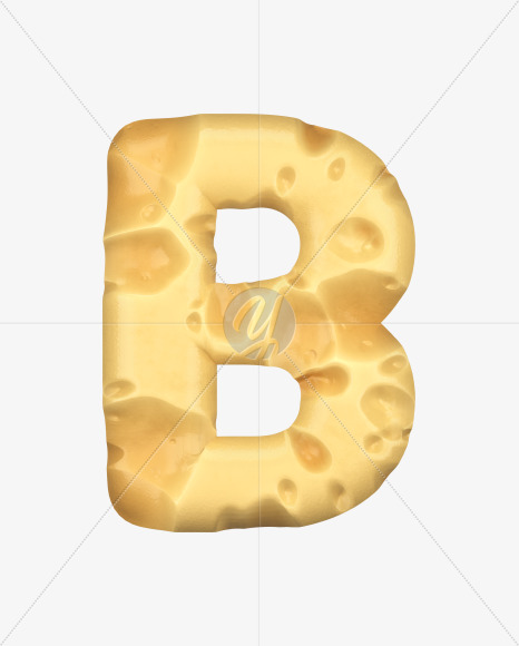 Letter B from Swiss Cheese 3D Lettering on Yellow Images Creative Fonts - S51313