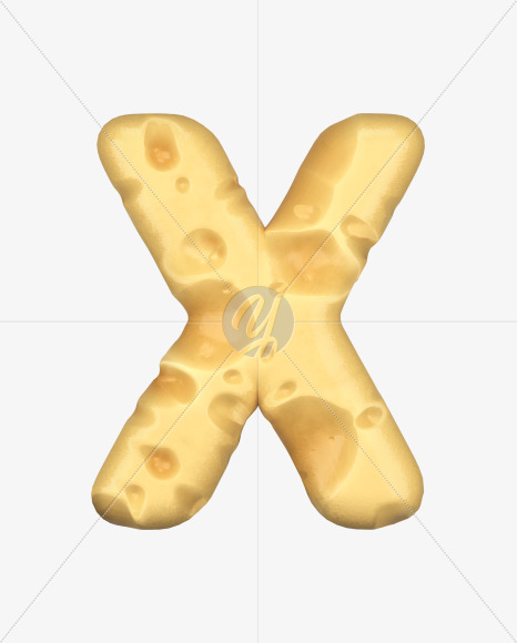 Letter X from Swiss Cheese 3D Lettering on Yellow Images Creative Fonts - S51335