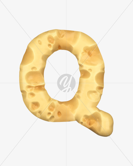 Letter Q from Swiss Cheese 3D Lettering on Yellow Images Creative Fonts - S51328