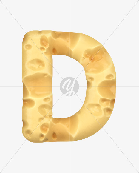 Letter D from Swiss Cheese 3D Lettering on Yellow Images Creative Fonts - S51315