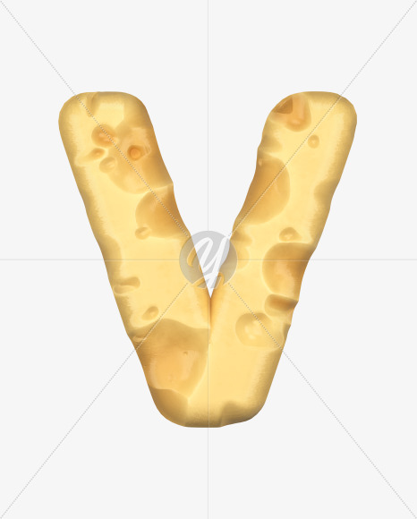 Letter V from Swiss Cheese 3D Lettering on Yellow Images Creative Fonts - S51333