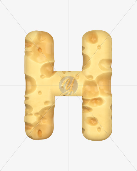 Letter H from Swiss Cheese 3D Lettering on Yellow Images Creative Fonts - S51319