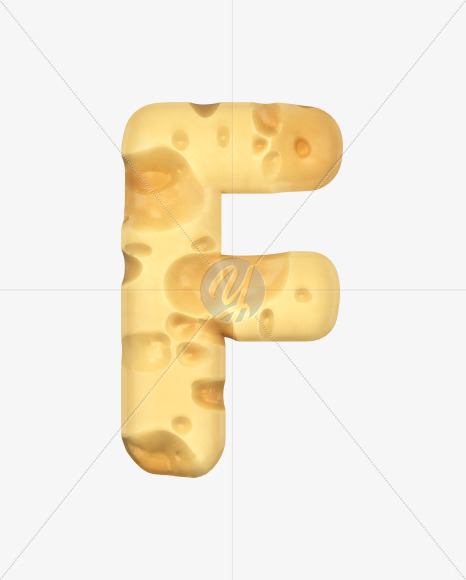 Letter F from Swiss Cheese 3D Lettering on Yellow Images Creative Fonts - S51317