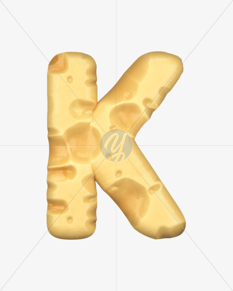 Letter K from Swiss Cheese 3D Lettering on Yellow Images Creative Fonts - S51322