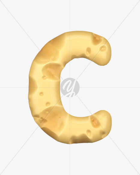 Letter C from Swiss Cheese 3D Lettering on Yellow Images Creative Fonts - S51314