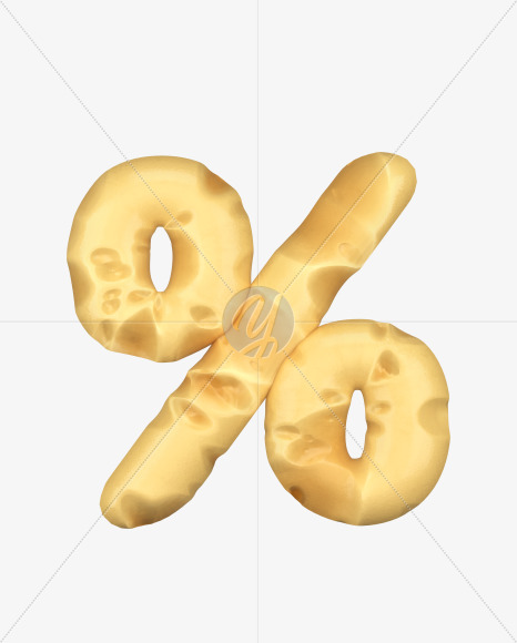 % from Swiss Cheese 3D Lettering on Yellow Images Creative Fonts - S51349