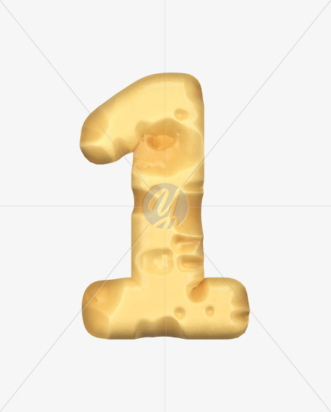 1 from Swiss Cheese 3D Lettering on Yellow Images Creative Fonts - S51339