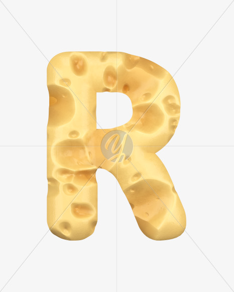 Letter R from Swiss Cheese 3D Lettering on Yellow Images Creative Fonts - S51329