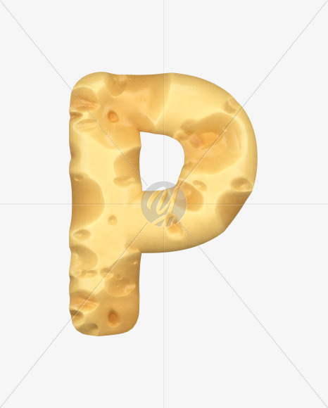 Letter P from Swiss Cheese 3D Lettering on Yellow Images Creative Fonts - S51327