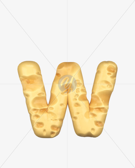 Letter W from Swiss Cheese 3D Lettering on Yellow Images Creative Fonts - S51334