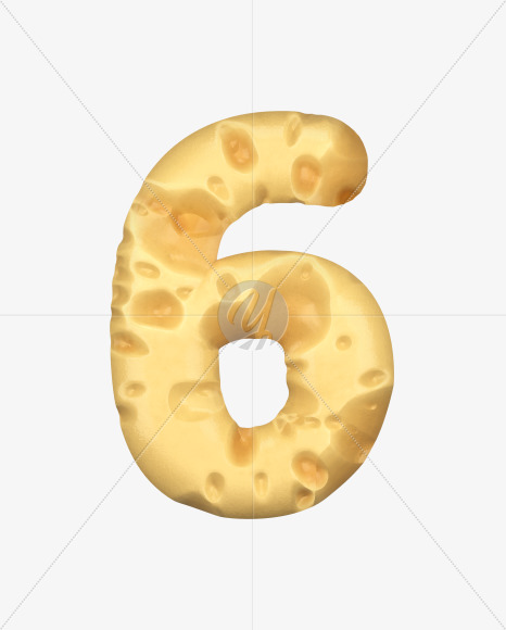 6 from Swiss Cheese 3D Lettering on Yellow Images Creative Fonts - S51344