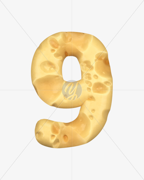 9 from Swiss Cheese 3D Lettering on Yellow Images Creative Fonts - S51347