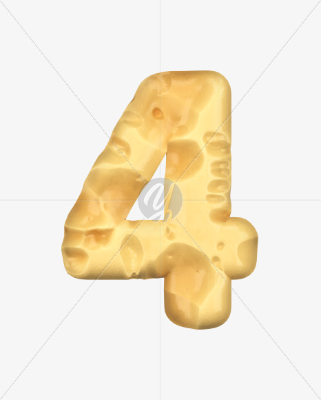 4 from Swiss Cheese 3D Lettering on Yellow Images Creative Fonts - S51342