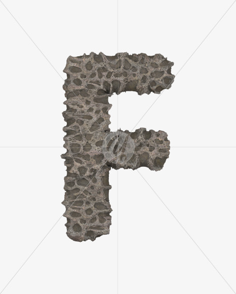 Letter F from Porous Stone 3D Letters on Yellow Images Creative Fonts - S51469