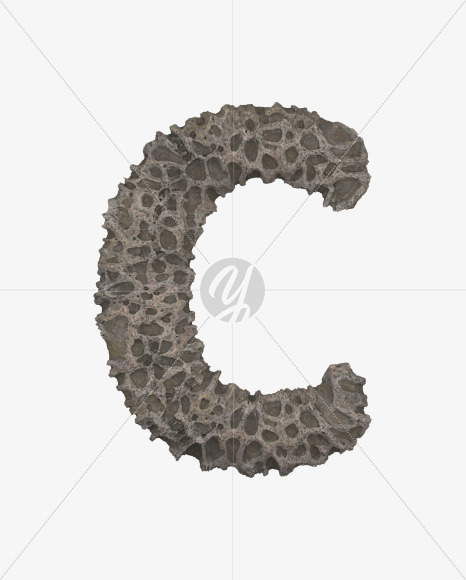 Letter C from Porous Stone 3D Letters on Yellow Images Creative Fonts - S51465