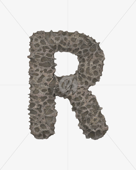 Letter R from Porous Stone 3D Letters on Yellow Images Creative Fonts - S51481