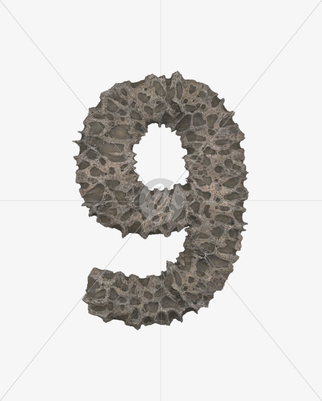 9 from Porous Stone 3D Letters on Yellow Images Creative Fonts - S51498