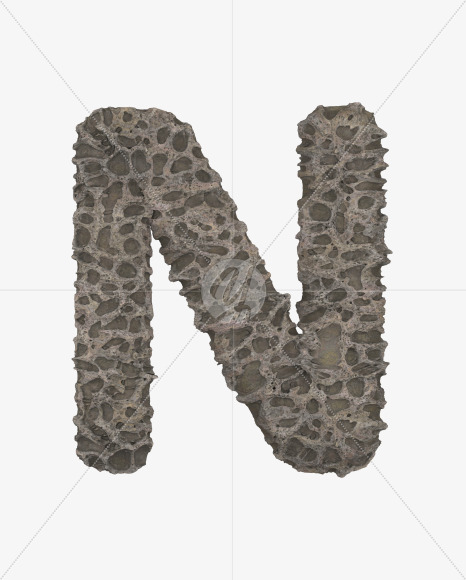 Letter N from Porous Stone 3D Letters on Yellow Images Creative Fonts - S51477