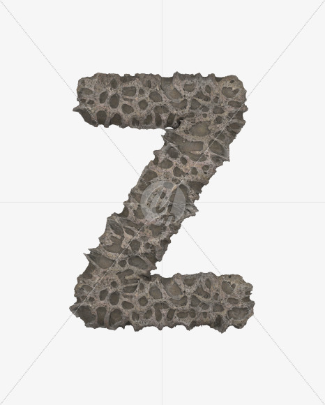 Letter Z from Porous Stone 3D Letters on Yellow Images Creative Fonts - S51489