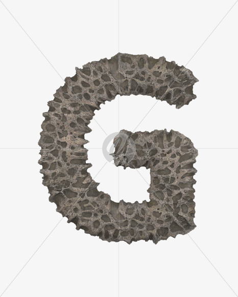 Letter G from Porous Stone 3D Letters on Yellow Images Creative Fonts - S51470