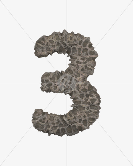 3 from Porous Stone 3D Letters on Yellow Images Creative Fonts - S51492