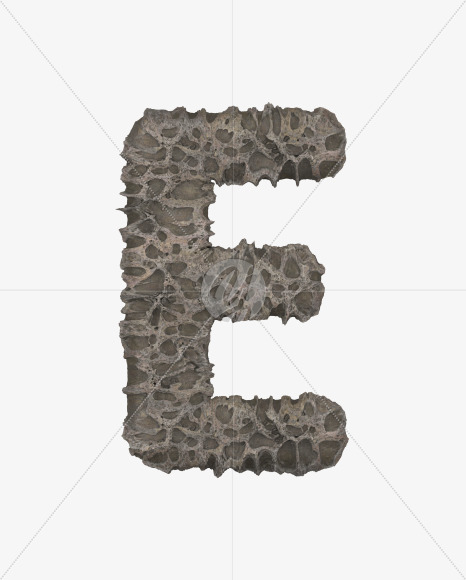 Letter E from Porous Stone 3D Letters on Yellow Images Creative Fonts - S51468