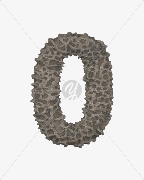 0 from Porous Stone 3D Letters on Yellow Images Creative Fonts - S51499