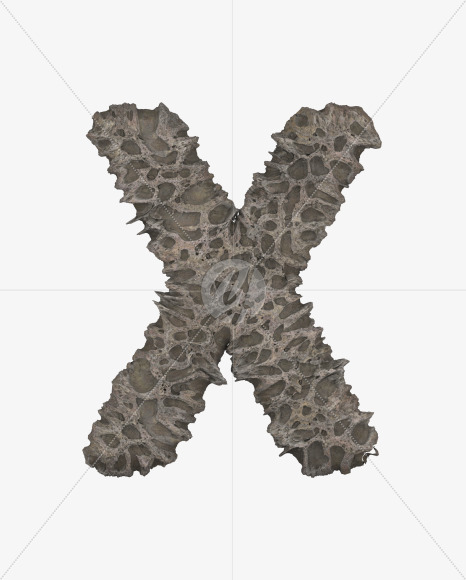 Letter X from Porous Stone 3D Letters on Yellow Images Creative Fonts - S51487