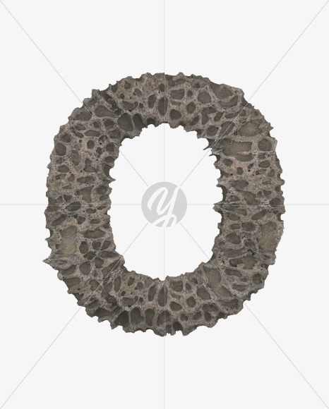 Letter O from Porous Stone 3D Letters on Yellow Images Creative Fonts - S51478