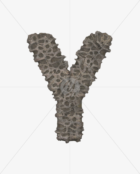 Letter Y from Porous Stone 3D Letters on Yellow Images Creative Fonts - S51488