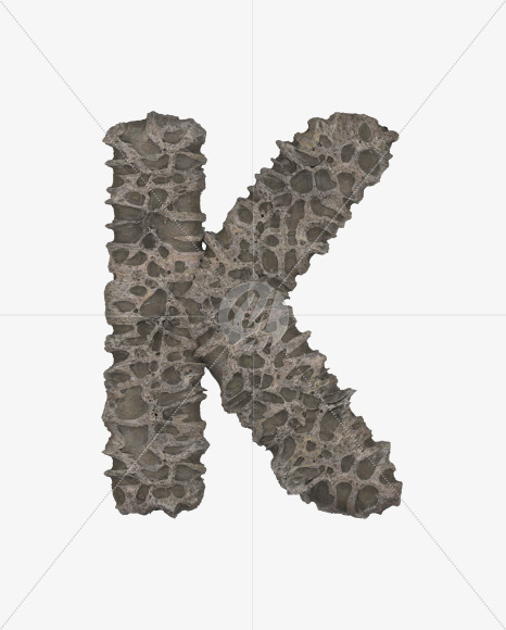 Letter K from Porous Stone 3D Letters on Yellow Images Creative Fonts - S51474