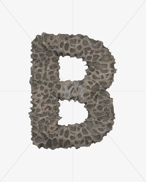 Letter B from Porous Stone 3D Letters on Yellow Images Creative Fonts - S51464