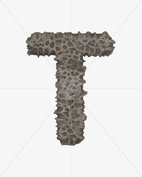 Letter T from Porous Stone 3D Letters on Yellow Images Creative Fonts - S51483