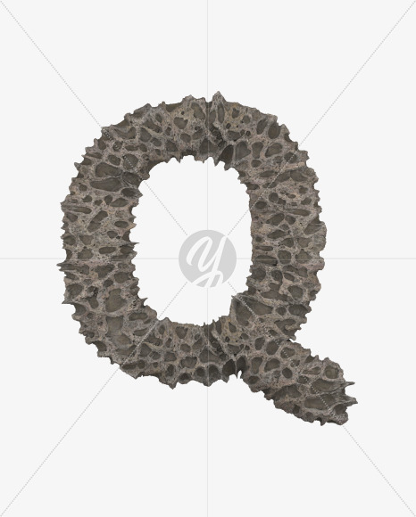 Letter Q from Porous Stone 3D Letters on Yellow Images Creative Fonts - S51480