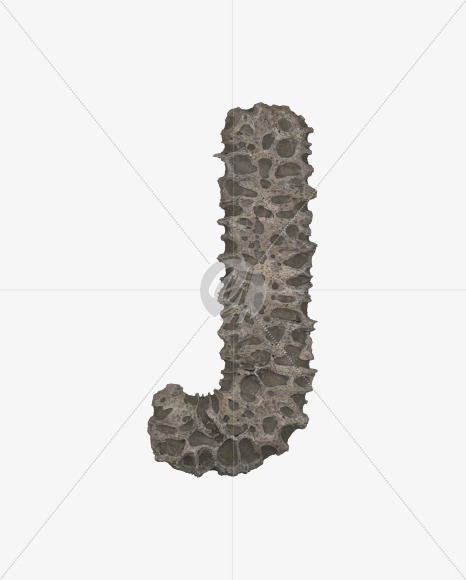 Letter J from Porous Stone 3D Letters on Yellow Images Creative Fonts - S51473