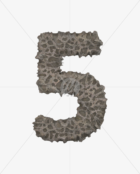 5 from Porous Stone 3D Letters on Yellow Images Creative Fonts - S51494