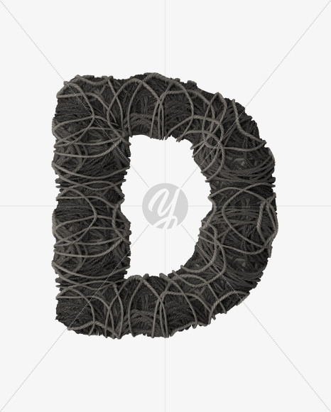 Letter D from Grey Rope Pile 3D Letters on Yellow Images Creative Fonts - S51513