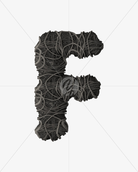 Letter F from Grey Rope Pile 3D Letters on Yellow Images Creative Fonts - S51515