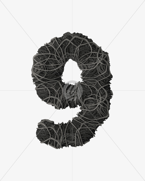 9 from Grey Rope Pile 3D Letters on Yellow Images Creative Fonts - S51546