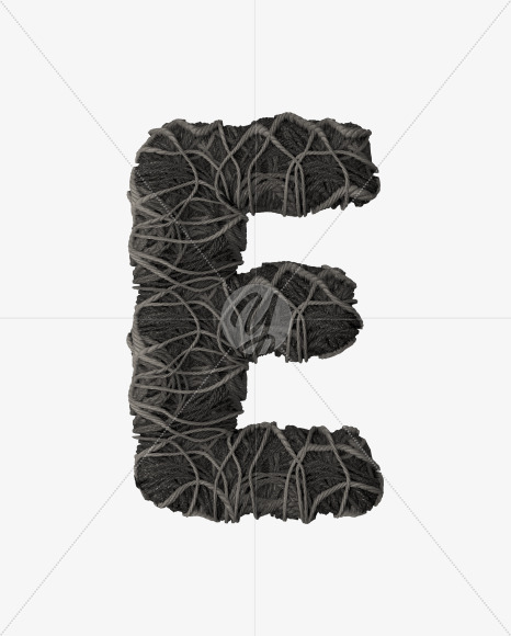 Letter E from Grey Rope Pile 3D Letters on Yellow Images Creative Fonts - S51514