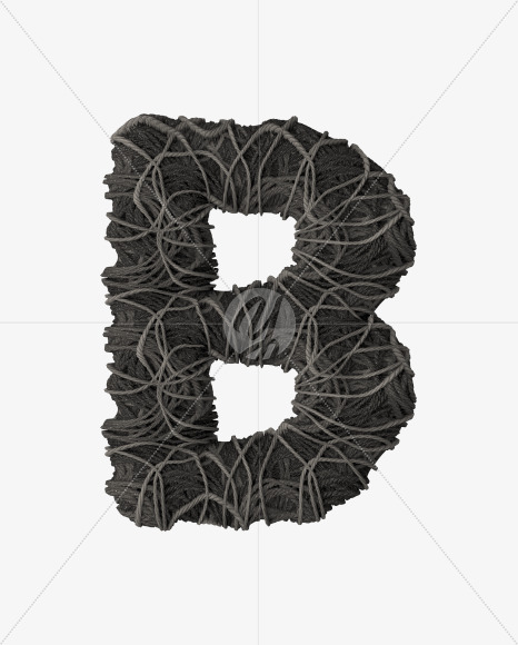 Letter B from Grey Rope Pile 3D Letters on Yellow Images Creative Fonts - S51511