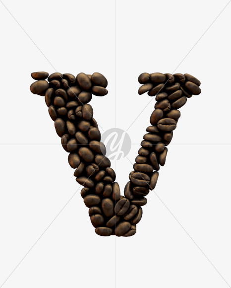 Letter V from Coffee Font on Yellow Images Creative Fonts - S51588