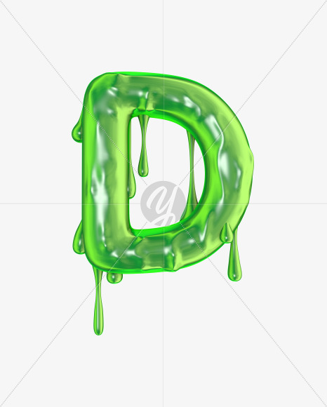 Letter d from Green slime font on Yellow Images Creative Fonts - S51625