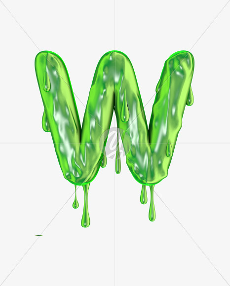 Letter w from Green slime font on Yellow Images Creative Fonts - S51644